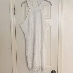 NWT AQUA White Lace Halter Dress